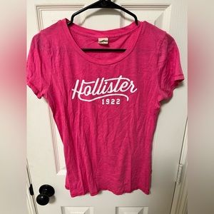 SOLD Hollister Pink Short Sleeve Shirt with White Hollister Writing, Size Medium